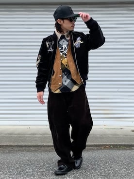 「アイテム（スカジャン）」を使った、Ryon-Pさん（メンズ・161cm）の冬コーディネート