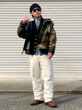 「RED WING（レッドウィング）のアイテム」を使った、Ryon-Pさん（メンズ・161cm）の冬コーディネート