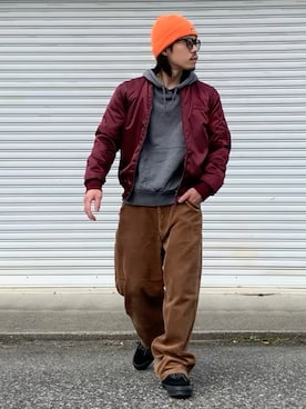 「VANS(バンズ)のアイテム(帽子)」を使った、Ryon-Pさん(メンズ・161cm)の冬コーディネート