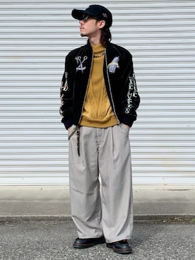 「アイテム（スカジャン）」を使った、Ryon-Pさん（メンズ・161cm）の秋コーディネート