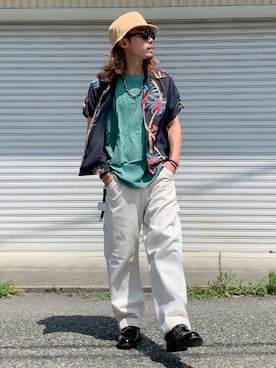 「ペインターパンツ」｜「アイテム（帽子）」を使った、Ryon-Pさん（メンズ・161cm）の夏コーディネート