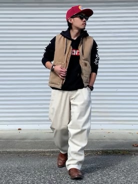 「アイテム（ベスト）」を使った、Ryon-Pさん（メンズ・161cm）の冬コーディネート