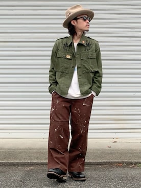 「アイテム（ミリタリージャケット）」を使った、Ryon-Pさん（メンズ・161cm）の秋コーディネート