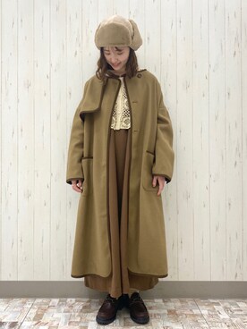 「ehka sopo（エヘカソポ）のアイテム（ノーカラーコート）」を使った、ayamiさん（レディース・153cm）の秋コーディネート