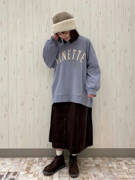 「ブラウンコーデ」｜「アイテム（シャツワンピース）」を使った、ayamiさん（レディース・153cm）の秋コーディネート