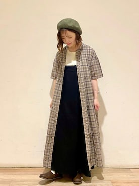 「キャミワンピ」｜「アイテム（シャツワンピース）」を使った、ayamiさん（レディース・153cm）の夏コーディネート