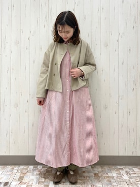 「Samansa Mos2（サマンサ モスモス）のダブル釦ショートジャケット（その他アウター）」を使った、ayamiさん（レディース・153cm）の冬コーディネート