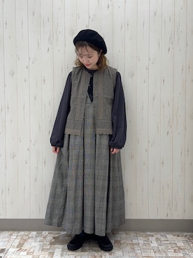「秋服」｜「アイテム（ベスト、グレー系）」を使った、ayamiさん（レディース・153cm）の秋コーディネート
