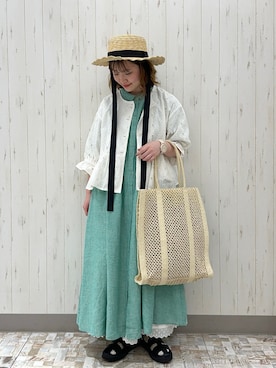 「夏」｜「アイテム（ノーカラージャケット）」を使った、ayamiさん（レディース・153cm）の春コーディネート