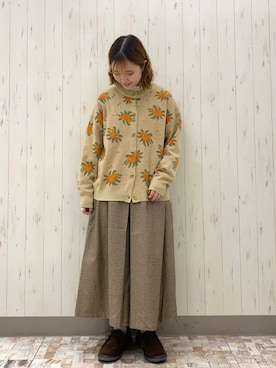 「Samansa Mos2（サマンサ モスモス）の襟刺繍シャーリング前後2WAYブラウス（シャツ/ブラウス）」を使った、ayamiさん（レディース・153cm）の秋コーディネート