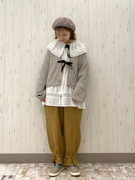 「秋先取りコーデ」｜「アイテム（ノーカラージャケット）」を使った、ayamiさん（レディース・153cm）の秋コーディネート