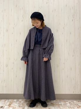 「秋」｜「アイテム（ノーカラージャケット）」を使った、ayamiさん（レディース・153cm）の秋コーディネート