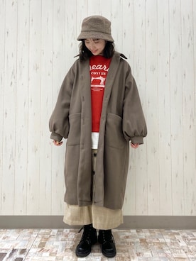 「ehka sopo（エヘカソポ）のアイテム（ステンカラーコート）」を使った、ayamiさん（レディース・153cm）の冬コーディネート