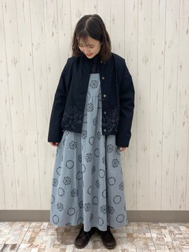 「ブルーコーデ」｜「アイテム（その他シューズ）」を使った、ayamiさん（レディース・153cm）の秋コーディネート