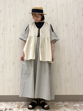 「Samansa Mos2（サマンサ モスモス）のモチーフレースワンピース（ワンピース）」を使った、ayamiさん（レディース・153cm）の春コーディネート