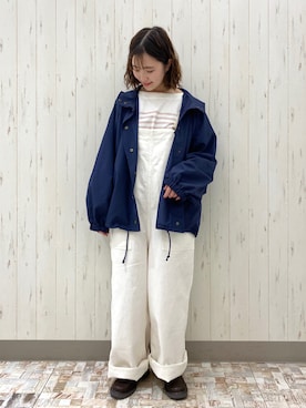 「アイテム（オールインワン・サロペット、ホワイト系）」を使った、ayamiさん（レディース・153cm）の春コーディネート