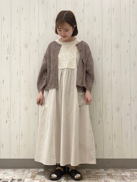 「Samansa Mos2（サマンサ モスモス）のモチーフレースワンピース（ワンピース）」を使った、ayamiさん（レディース・153cm）の春コーディネート