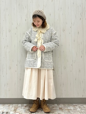 「冬」｜「アイテム（ノーカラージャケット）」を使った、ayamiさん（レディース・153cm）の冬コーディネート