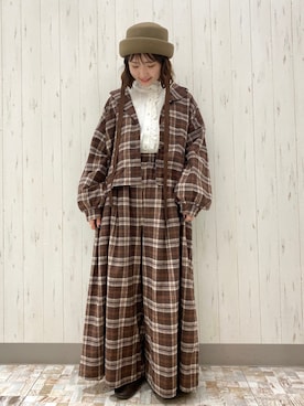 「アイテム（その他アウター、ブラウン系）」を使った、ayamiさん（レディース・153cm）の秋コーディネート
