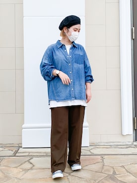 「OVERRIDE」｜「アイテム（スラックス）」を使った、sayo.さん（レディース・150cm）の秋コーディネート