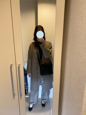 「niko and...（ニコアンド）のアイテム（ノーカラーコート）」を使った、gogumaさん（レディース・162cm）の秋コーディネート