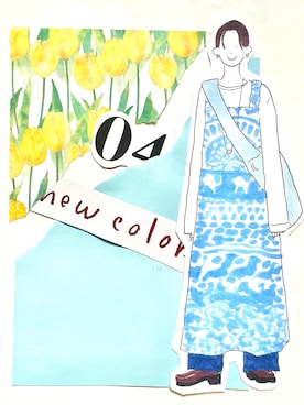 「MIRROR STOKE（ミラーストーク）の【ZOZO限定】COLOR PANEL DENIM PANTS/カラーパネルデニムパンツ（デニムパンツ、ブルー系）」を使った、DIVER.Kさん（レディース・157cm）の春コーディネート