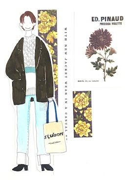 「イラストコーデ」｜「アイテム（セットアップ）」を使った、DIVER.Kさん（レディース・157cm）の春コーディネート