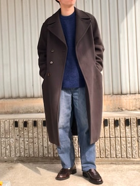 「LIDNM（リドム）のアイテム（チェスターコート）」を使った、yuさん（メンズ・168cm）の冬コーディネート