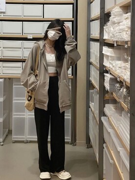 「flaner（フラネ）のアイテム（ジャケット/アウター）」を使った、HINATA¿さん（レディース・160cm）の冬コーディネート
