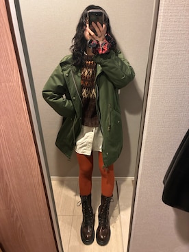 「Ameri（アメリ）のアイテム（シューズ）」を使った、朱さん（レディース・158cm）の冬コーディネート