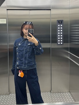 「GU（ジーユー）のアイテム（牛仔外套、ブルー系）」を使った、yksnow0903さん（レディース・165cm）の冬コーディネート