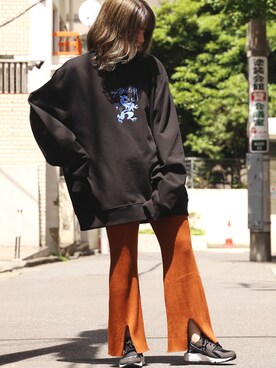 「STUSSY（ステューシー）のアイテム（トップス、ブラック系）」を使った、ROOPTOKYO_sakiさん（レディース・160cm）の夏コーディネート