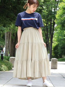 「THE NORTH FACE（ザノースフェイス）のアイテム（トップス、ブルー系）」を使った、ROOPTOKYO_sakiさん（レディース・160cm）の夏コーディネート
