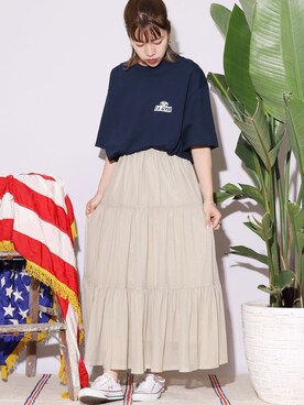 「ROOPTOKYO（ループトウキョウ）のアイテム（トップス、ブラック系）」を使った、ROOPTOKYO_sakiさん（レディース・160cm）の夏コーディネート