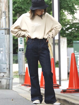 「VANS（バンズ）のアイテム（トップス、ベージュ系）」を使った、ROOPTOKYO_sakiさん（レディース・160cm）の夏コーディネート