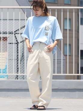 「ROOPTOKYO（ループトウキョウ）のアイテム（トップス、ブルー系）」を使った、ROOPTOKYO_sakiさん（レディース・160cm）の夏コーディネート