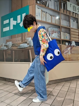 「MERLOT（メルロー）のアイテム（デニムパンツ）」を使った、kumakichikichi🏳️‍🌈さん（レディース・147cm）の春コーディネート