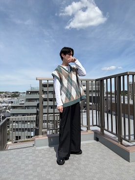 「アイテム（ベスト）」を使った、Ryujiさん（メンズ・168cm）の秋コーディネート