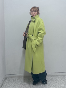 「オフィスカジュアル」｜「アイテム（ステンカラーコート）」を使った、17mfmさん（レディース・158cm）の冬コーディネート