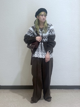 「ニット/セーター」｜「アイテム（帽子）」を使った、17mfmさん（レディース・158cm）の秋コーディネート