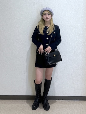 「アイテム（ハンチング/ベレー帽）」を使った、17mfmさん（レディース・158cm）の秋コーディネート