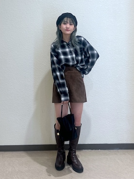 「アイテム（ハンチング/ベレー帽）」を使った、17mfmさん（レディース・158cm）の秋コーディネート