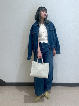 「アイテム（デニムジャケット）」を使った、17mfmさん（レディース・158cm）の秋コーディネート