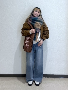 「FREE'S MART（フリーズマート）のアイテム（ブルゾン）」を使った、17mfmさん（レディース・158cm）の冬コーディネート