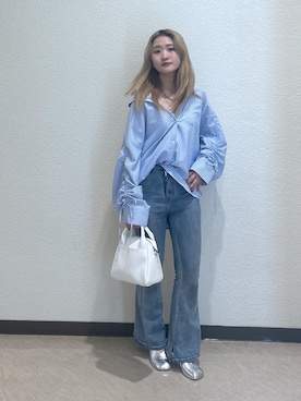 「ストライプシャツ」｜「アイテム（タンクトップ）」を使った、17mfmさん（レディース・158cm）の春コーディネート