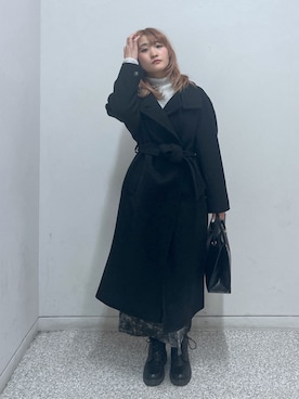 「FREE'S MART（フリーズマート）のアイテム（ステンカラーコート）」を使った、17mfmさん（レディース・158cm）の秋コーディネート