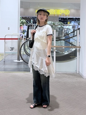 「FREE'S MART（フリーズマート）のアイテム（帽子）」を使った、17mfmさん（レディース・158cm）の夏コーディネート