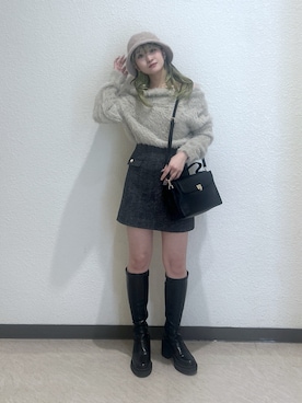「ニット/セーター」｜「アイテム（帽子）」を使った、17mfmさん（レディース・158cm）の秋コーディネート