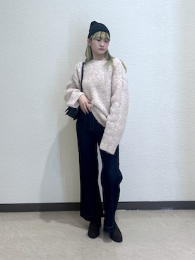「ニット/セーター」｜「アイテム（帽子）」を使った、17mfmさん（レディース・158cm）の秋コーディネート