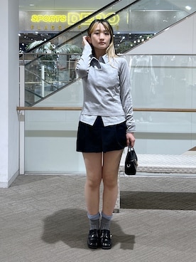 「FREE'S MART（フリーズマート）の◆プリーツショートパンツ（その他パンツ、ブラック系）」を使った、17mfmさん（レディース・158cm）の春コーディネート